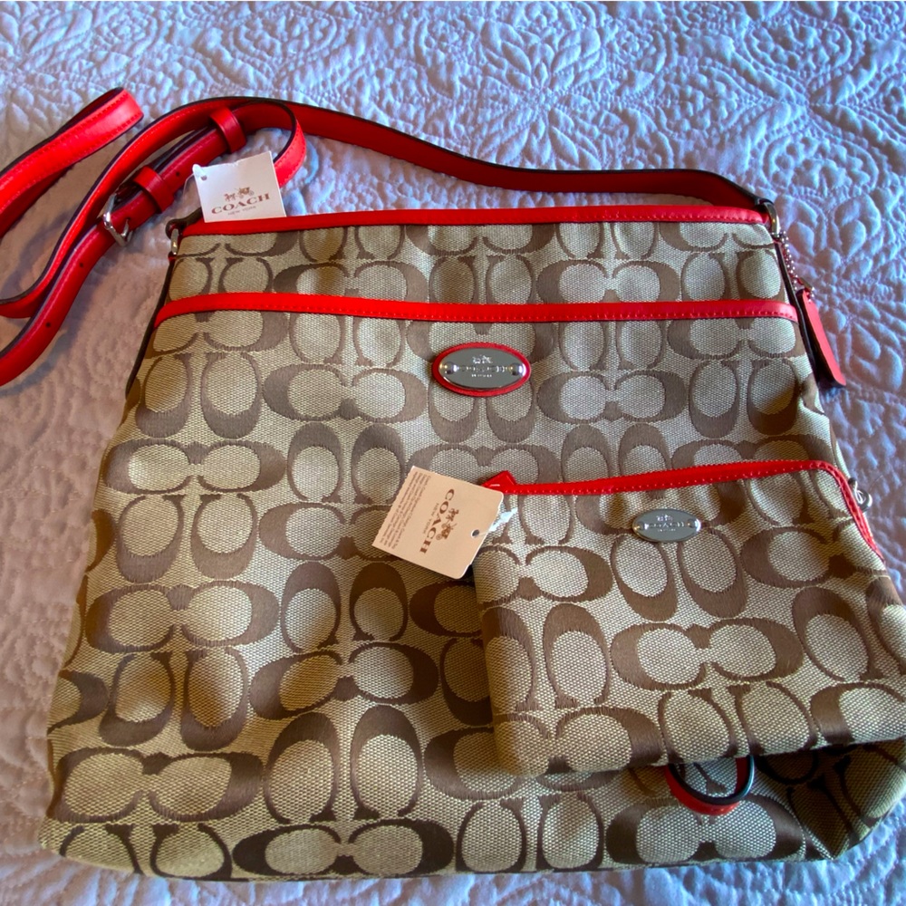 Coach Cross Body Bag with Matching Wristlet both NWT